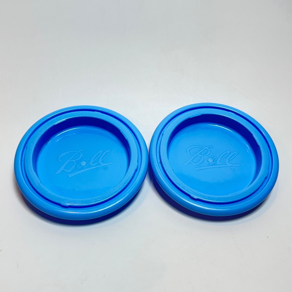 Ball Freezer Jars Replacement Plastic Storage Lids Blue Set of 2 - Discontinued